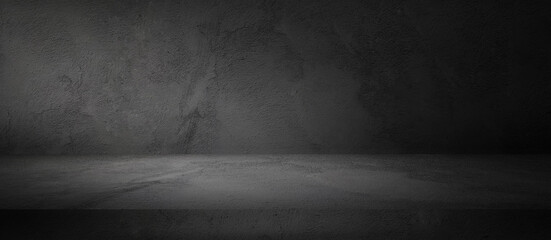 Concrete stone wall background, dark empty product display for presentation