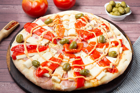 pizza con palmitos y morron