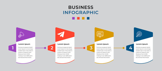 Corporate or Business data visualization, infographic texts box design template with 4 steps Premium Vector file