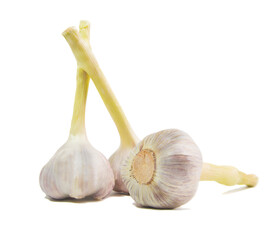 garlic close-up on white isolated background