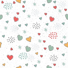 Seamless Pattern with Cute Cherries, pears on cute background