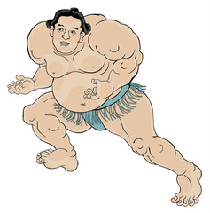 相撲絵　浮世絵　歌川国貞　不知火諾右衛門　白背景