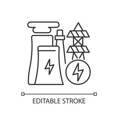 Electricity industry linear icon. Electrical power. Renewable and micro energy resources. Thin line customizable illustration. Contour symbol. Vector isolated outline drawing. Editable stroke