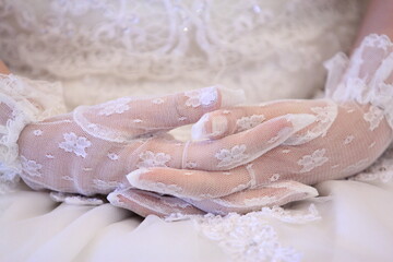 The hand of the bride.