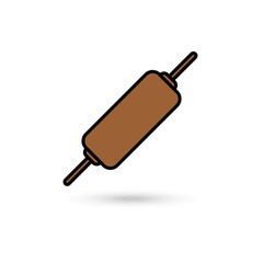Brown Rolling pin icon. Kitchen baker roller sign.