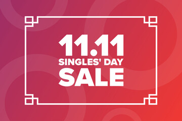 Inscription Singles Day in Chinese language. 11.11. Holiday concept. Template for background, banner, card, poster with text inscription. Vector EPS10 illustration.
