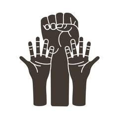 hands humans protesting silhouette style icon