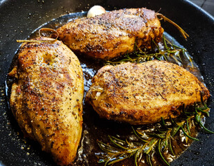 gebratene Hähnchenbrust mit Spinat-Frischkäse-Füllung