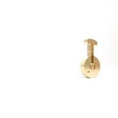 Gold Unicycle or one wheel bicycle icon isolated on white background. Monowheel bicycle. 3d illustration 3D render. © vector_v