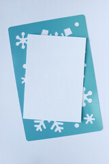 Christmas postcard mockup. space for text. invitation. christmas card with balls and snowflakes