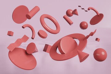 3d rendering illustration abstract background of minimal flying object