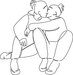 two girls kiss