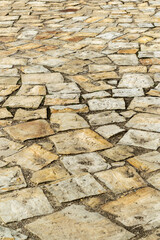 Cubical stone pavement on the street