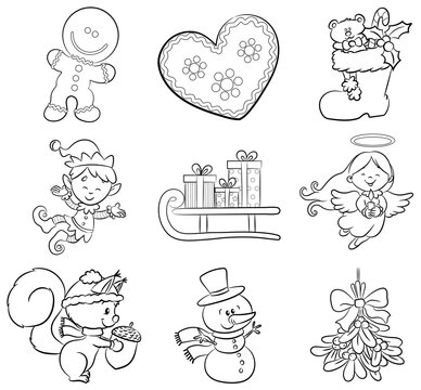 Weihnachtsdekoration-Set - Vektor-Illustration