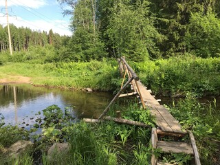 forest, bridge, nature, wood, tree, river, water, path, landscape, green, wooden, park, trees, lake, summer, woods, trail, footpath, scenic, sky, stream, grass, old, walkway, natural