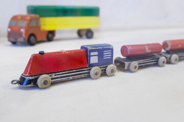 Old wheeled transport toys