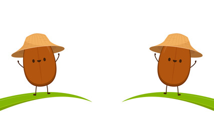 Coffee bean character design. Coffee seed vector. wallpaper.