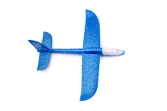 Toy Kids Plane Isolated On White Background. View From Above.