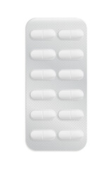 Pills or capsules white and blue in blister package for tablet vector Illustration design.