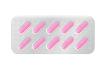Pills or capsules white and blue in blister package for tablet vector Illustration design.