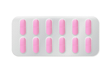 Pills or capsules white and blue in blister package for tablet vector Illustration design.