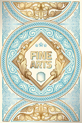 Golden ornate decorative vintage label