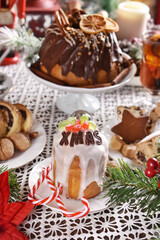 Obraz na płótnie Canvas panettone cake and other Christmas pastries