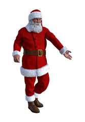 Illustration of Santa Claus with his hand out isolated on a white background.