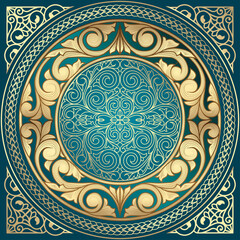 Golden ornate decorative vintage design