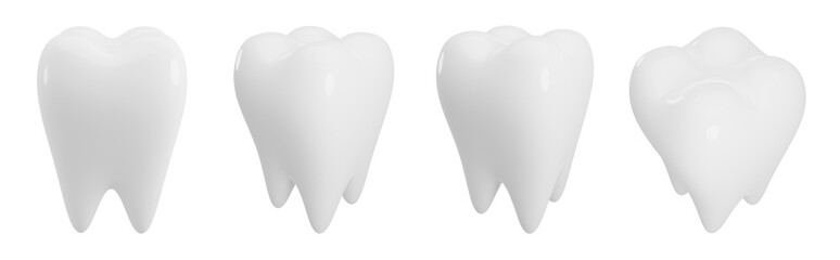 Teeth isolated on white background with copy space 3d render