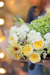 Flower composition. Macro photo. Wedding decor. A Beautiful bouquet of fresh spring flowers.	