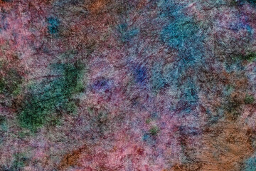 textile background - pink velvet hand-coloured in tie-dye abstract batik technique