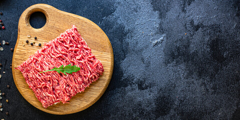 minced meat grinder ingredient on the table tasty serving size top view copy space for text food...