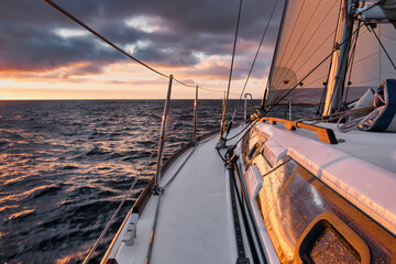 Coucher de soleil en voilier	