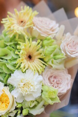 Flower composition. Macro photo. Wedding decor. A Beautiful bouquet of fresh spring flowers.	