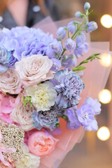 Obraz na płótnie Canvas Flower composition. Macro photo. Wedding decor. A Beautiful bouquet of fresh spring flowers. 