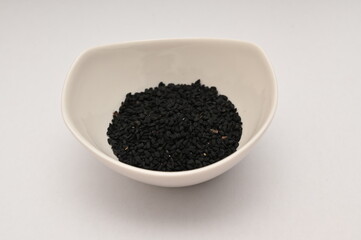 Black sesame on white background