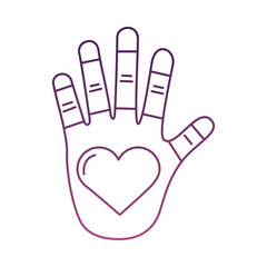 hand with heart love symbol line style icon