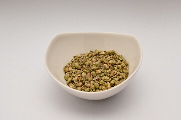 Dried thymes on white background
