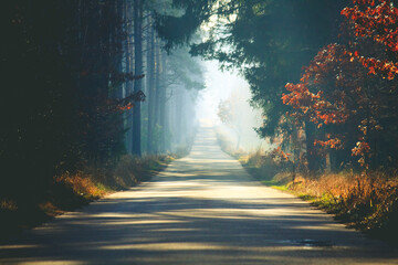 Leśna droga jesienną porą © Dariusz