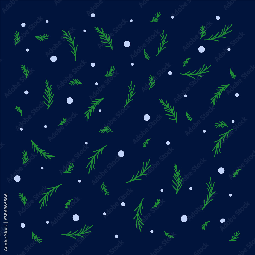 Fototapete winter background christmas tree branches with snow. vector background for the new year hand-drawn o