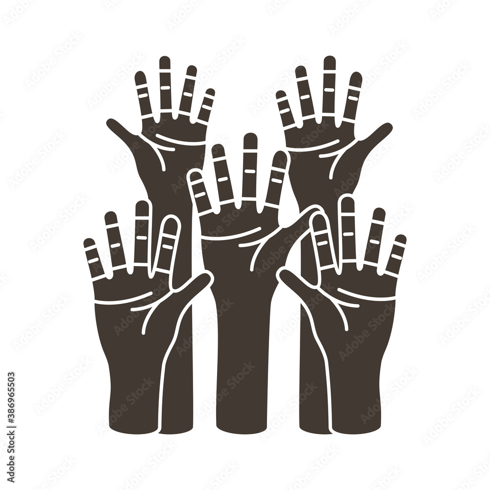 Canvas Prints hands humans protesting silhouette style icon