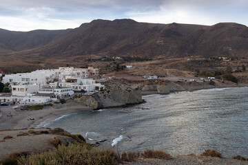 Wonderful town of Almeria called Isleta del Moro in the Mediterranean Sea, in Cabo de Gata, in Spain.