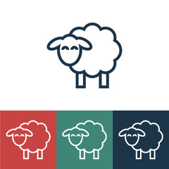 Linear vector icon with sheep side