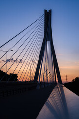 Panele Szklane  Most Mazowieckiego o zmroku w Rzeszowie, Polska