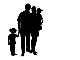 Silhouette family with two children