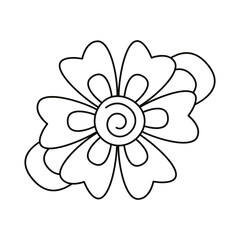 beautiful colorful flower and leafs garden line style icon