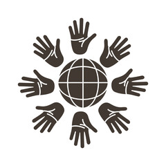 hands palms around of sphere browser silhouette style icon