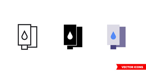Laser cartridge icon of 3 types color, black and white, outline. Isolated vector sign symbol.