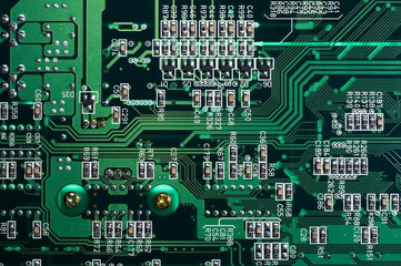 ﾃﾞｼﾞﾀﾙ彩色したﾌﾟﾘﾝﾄ基板上の集積回路や抵抗 Board Wall Mural Boa Paylessimages